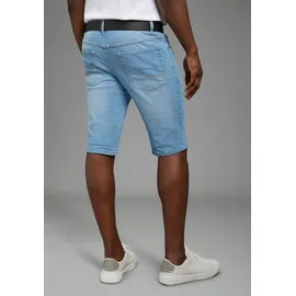 delmao Jeansshorts DELMAO, Herren, Gr. 44, N-Gr, blau used, Denim/Jeans, Obermaterial: 99% Baumwolle, 1% Elasthan, kontrastfarbene Details, regular fit kniefrei, Jeans Jeansshorts, gerade geschnittene Beine, Regular-Fit, kniefreie Länge