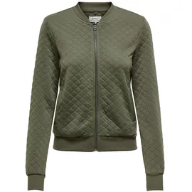 Only Sweatjacke "ONLJOYCE L/S BOMBER SWT NOOS", Damen, Gr. M, kalamata, Sweatware;Steppware, Obermaterial: 100% Polyester, regular fit hüftlang, Rundhals, Rippbündchen, Sweatjacken Sweatjacke, Polyester, regular fit