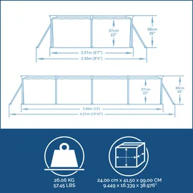 BESTWAY Steel Pro Frame Pool Set 366 x 201 x 66 cm inkl. Filterpumpe