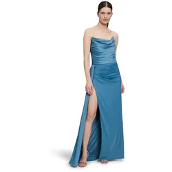 Abendkleid VERA MONT "Vera Mont Abendkleid figurbetont", Damen, Gr. 32, Normalgrößen, shiny blaustone, Satin, Obermaterial: 97% Polyester, 3% Elasthan. Futter: 100% Polyester., elegant, figurbetont lang, Kleider, Schluppe