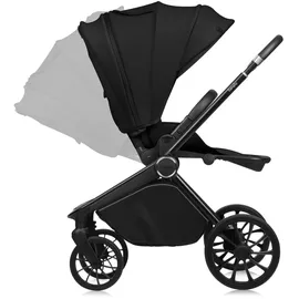 lionelo MIKA PLUS 3in1 bis 38 Monate (22kg), XXL-Verdeck mit UPF50+, 3-stufige Verstellung des Elterngriffs - Black Onyx - Schwarz