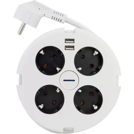 REV Ritter Mehrfachsteckdose PowerDisc 1,40 m Weiß 4 St.