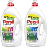 PERSIL Kraft-Gel-Set 2x 100 Waschladungen (200WL) 1x Color & 1x Universal, Flüssigwaschmittel mit Tiefenrein Technologie, für reine Wäsche und hygienische Frische für die Maschine