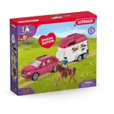 Schleich Auto mit Pferdeanhänger, Set mit 1 Pferd inklusive, Spielfiguren-Set für Kinder ab 5 Jahren