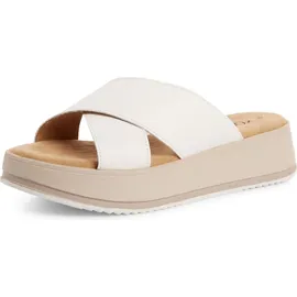 s.Oliver Damen Pantolette mit Kreuzbandage und bequemem Keilabsatz 5-27262-44, Größe:41 EU, Farbe:Weiß - 41