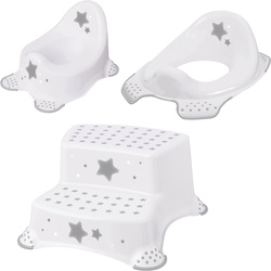 Töpfchen KEEEPER "Stars, weiß" weiß Baby Töpfchen Baby-Toilettensitz Baby-Toilette Kinderpflege-Set - Töpfchen, Toilettensitz und Tritthocker