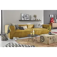 Big-Sofa TOM TAILOR HOME "BIG CUBE" Sofas Gr. B/H/T: 270cm x 66cm x 122cm, Samtstoff TSV, ohne Sitztiefenverstellung, gelb (ochre tsv 5) TOM TAILOR Big-Sofa >>BIG CUBE<<, in 3 Breiten, Tiefe 122 cm