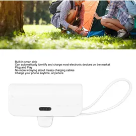 spacnana Tragbares Mini-Ladegerät, Integriertes Kabel für IOS-Schnittstelle Typ C, 2-in-1-Mini-USB-C-Powerbank für