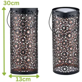 Marrakesch Orient & Mediterran Interior 2er Set Orientalische Solarlaterne Solar Laterne Windlich Noum Schwarz