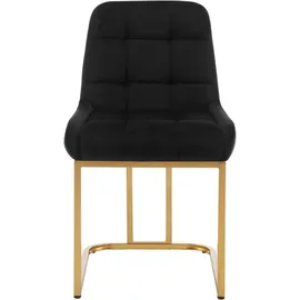 Woltu 2 x Esszimmerstühle, Polsterstuhl, mit Metallgestell Samt Schwarz - Schwarz