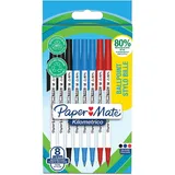 Paper Mate Kilometrico Kugelschreiber lange Schreibdauer mit mittlerer Spitze (1,0 mm) schwarz/blau/rot 8 Stück