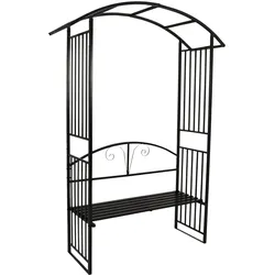 DEGAMO Rosenbogen AVIGNON 220x155cm mit Sitzbank, Metall schwarz