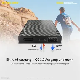 Nitecore NB10000 Externer Akku 10.000 mAh, Schwarz