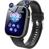 Kinder Smartwatch - Uhr Telefon für Mädchen Jungen mit Anruf, SOS, Spiele, Schrittzähler, Musik, Hörbuch, Kamera, Wecker, Kinder Uhren Geschenk für Kinder 4-12 Jahre, Kids Smart Watch (Schwarz-NO GPS)