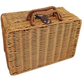 CDQL Retro-Koffer aus Korbgeflecht aus Kunststoff, Kofferbox aus Rattan mit Lederbandschloss, Aufbewahrungsbox für Picknickkorb aus Korbgeflecht, Kofferkorb aus Rattan, (A1)