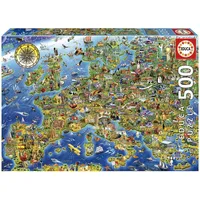 Educa - Puzzle 500 Teile für Erwachsene | Verrückte Europakarte, 500 Teile Puzzle für Erwachsene und Kinder ab 11 Jahren, Landkarte, Europe (17962)
