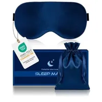 Schlafmaske aus 100 % reiner Seide, hypoallergen, mit verstellbarem Kopfband, Unisex, Blau