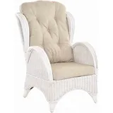 Krines Home Relaxsessel Ohrensessel Hochlehnsessel Rattan/Fernsehsessel Wohnzimmer/Rattanmöbel, Bequem, Breite Armlehnen weiß