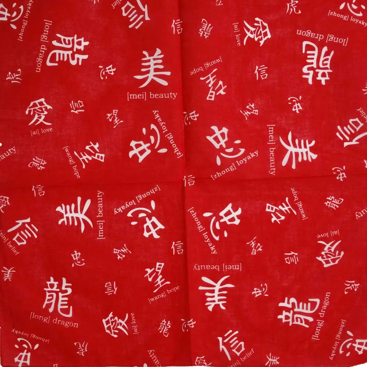 Bandana Halstuch Kopftuch rot-weiß chinesische Zeichen