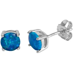 Paar Ohrstecker FIRETTI "Schmuck Geschenk Silber 925 Ohrschmuck Edelstein Opal", bunt (silberfarben, blau, blau), Ohrringe, Damen, Silber 925 (Sterlingsilber), mit Opal (synth.)