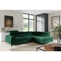Fun Möbel Ecksofa Schlafsofa Sofa TORONTO Stoff Element Dunkelgrün Ottomane Rechts