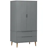 furnicato Kleiderschrank MOLDE Grau 90x55x175 cm Massivholz Kiefer (1-St) grau