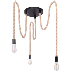 Decken Pendel Lampe Hanfseil Wohn Zimmer Retro Filament Hänge Leuchte im Set inkl. LED Leuchtmittel