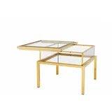 Casa Padrino Luxus Beistelltisch Gold 65 x 65 x H. 55,5 cm - Quadratischer Edelstahl Beistelltisch mit Glasplatte - Luxus Kollektion