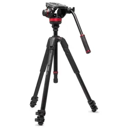 Manfrotto 055XPRO Alu Kit Videostativ mit 502 Fluid-Kopf 3 Segmente