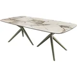 DeLife Esstisch Edge Boot 240x120 Keramik Iris FMG Patagonia Lappato Estelar Rund Metall Effektfinish Titan,