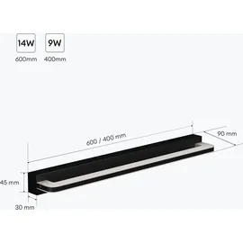 mai & mai Spiegelleuchte 60cm LED Badlampe Spiegellampe, 4000K Badezimmer Lampe LED Wandleuchte Sandschwarz 14W SparkLuxe