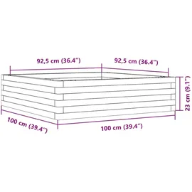 vidaXL Pflanzkübel 100x100x23 cm Massivholz Kiefer