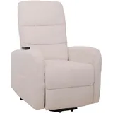 Mendler Fernsehsessel HWC-K62, Relaxsessel TV-Sessel Liege, Liegefunktion Aufstehhilfe, Metall Stofff/Textil Cord ~ creme-weiß