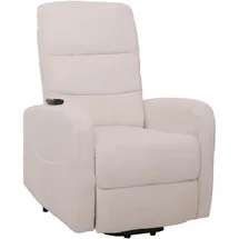 Mendler Fernsehsessel HWC-K62, Relaxsessel TV-Sessel Liege, Liegefunktion Aufstehhilfe, Metall Stofff/Textil Cord ~ creme-weiß