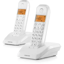 Motorola S1202 Weiß DECT-Telefon S12, Anrufsperre, Nicht-Stören, Freisprechen, 50 Kontakte – Weiß