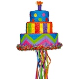 NET TOYS Pull Pinata Kuchen Zugpinata Torte Ziehpinata Geburtstagskuchen Kinderspiel Geburtstag