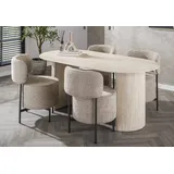 Travertin Tisch Esstisch 180 cm beige Esszimmertisch Marmor Optik Keramiktisch