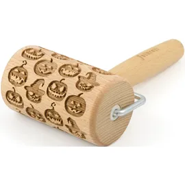 Folkroll Teigroller FOLKROLL "3D-Motiv-Teigrolle", braun, L:9,5cm, Massivholz, Teigroller, Halloween