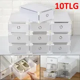 10 x Schuhboxen Stapelbare Aufbewahrungsboxen Schuhregal Kunststoffbox Stapelbar