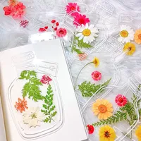 Transparente Lesezeichen Getrocknete Blumen, Kaluofan 40 Stück Lesezeichen Kinder, Lesezeichen Personalisiert,Glaswaren Aufkleber Bookmark,DIY Lesezeichen, Glasflasche Wunschflasche Aufkleber