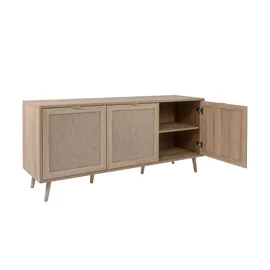 Finori Sideboard Holzwerkstoff Sonoma Eiche/Rafia Geflecht