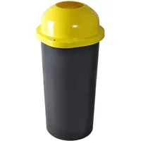 KUEFA HD-EW 60 Liter Mülleimer, Müllsackständer mit Einwurf-Scharnierdeckel und Befestigungsring für den Gelben Sack, Sammelbehälter für Pfandflaschen, Leergut (Gelb)