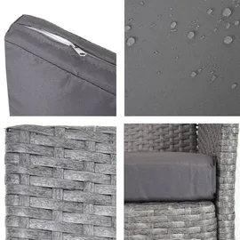 Mendler 2-1-1 Poly-Rattan Garten-Garnitur Halden, Sitzgruppe Lounge-Set Sofa ~ grau, Kissen anthrazit