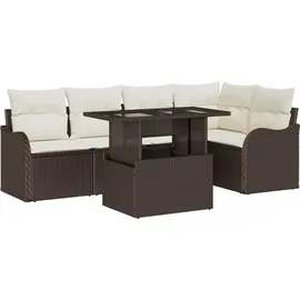 vidaXL Gartenlounge-Set 6-tlg. Braun