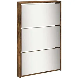 vidaXL Schuhschrank mit Spiegel 63 x 169,5 x 17 cm 5 Fächer räuchereiche / braun