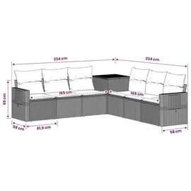 vidaXL Sofa Set 7-tlg. Polyrattan und Stahl schwarz