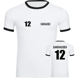 multifanshop Kontrast T-Shirt - Sandhausen - Trikot Nummer 12 - Druck schwarz - Männer