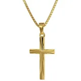 trendor 75438 Kreuz-Anhänger Gold 750 / 18K mit goldplattierter Kette, 42 cm