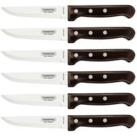 Tramontina Steakmesser Gaucho, Set 6-teilig, Edelstahl, Holzgriff braun, FSC