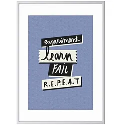 Paperflow Wandbild »Experiment, learn, fail, repeat« Rahmen silbern silber, 50.6x70.5x0.9 cm